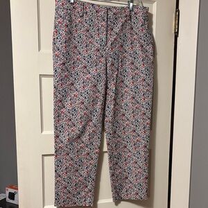 LOFT Women’s Stretch Trousers with Red and Blue Floral Design